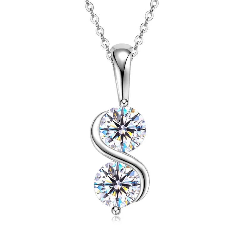 Strahlende Ewigkeit – 1CT Moissanite Solitär Anhänger Halskette aus Silber - Alyrah Jewellery