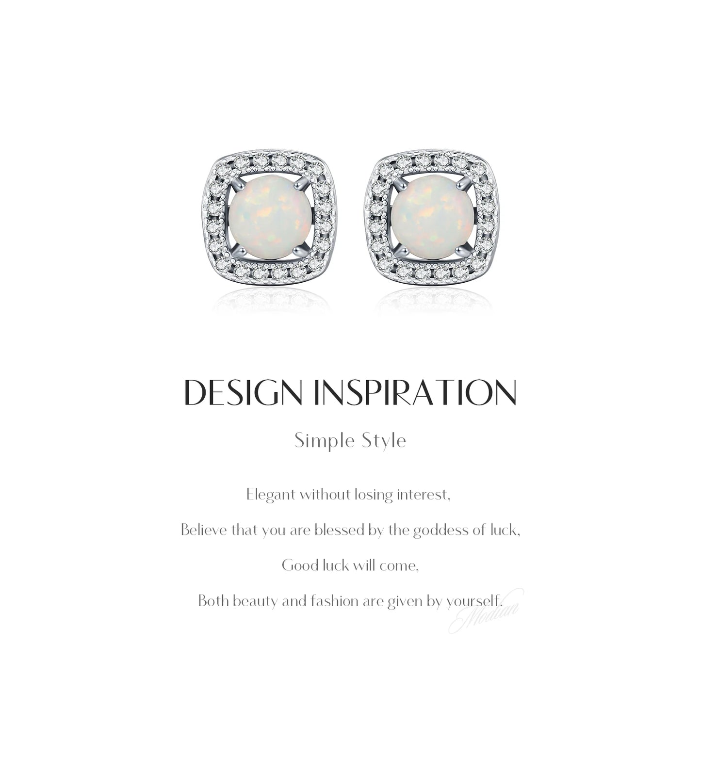 Urban Square – Elegant Opal Stud Earrings