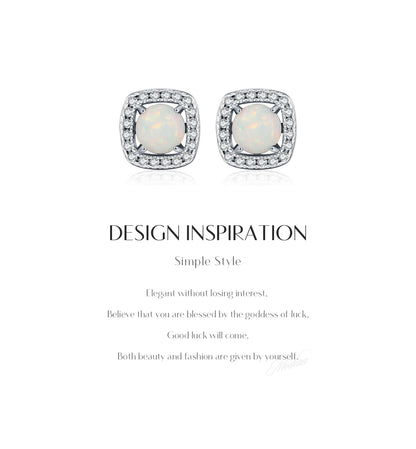 Urban Square – Elegant Opal Stud Earrings