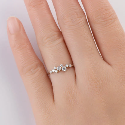 Celestial Glow – Ring und Halskette mit Moissanit-Cluster