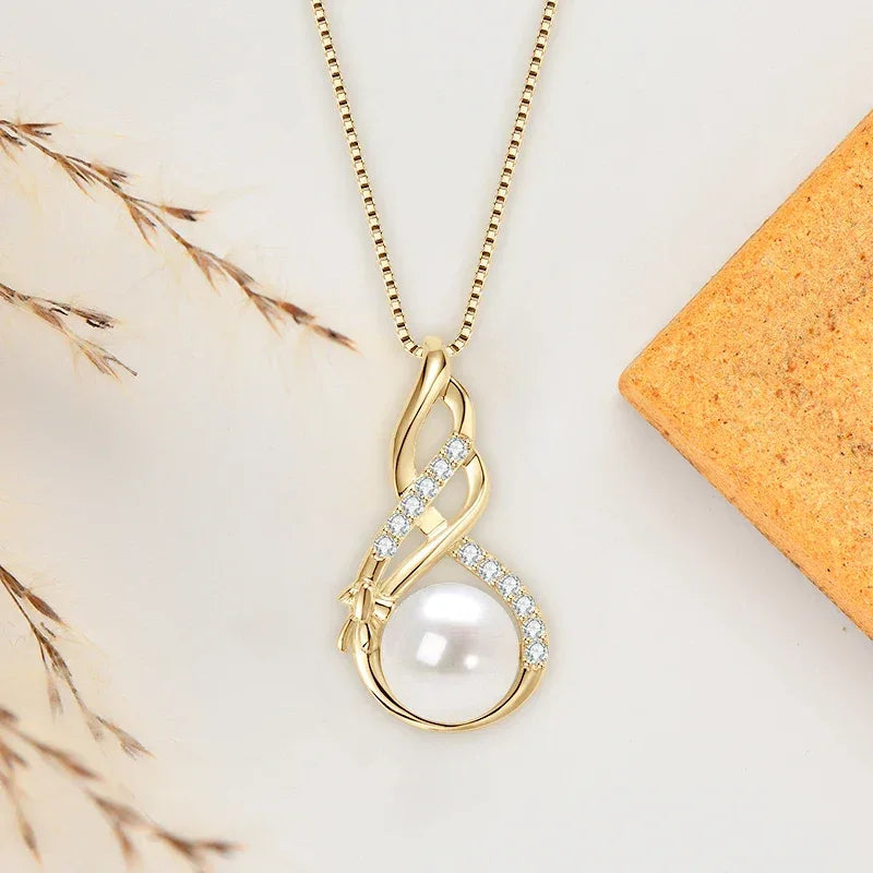 Unendliche Eleganz – 10mm Süßwasserperlen Anhänger Halskette, Sterlingsilber - Alyrah Jewellery