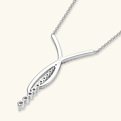 Radiant Y – Collana con pendente in moissanite da 2 carati in argento, catena regolabile, gioielli di lusso