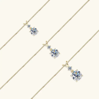 Funkelnde Zweisamkeit – 1CT/2CT/3CT Moissanite Solitaire Anhänger Halskette aus Silber, Verstellbare Kette, Luxuriöses - Alyrah Jewellery