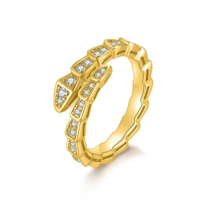 Verführerische Royale – Moissanite Schlangenring aus Sterling Silber, Luxury Hip Hop Statement Ring - Alyrah Jewellery