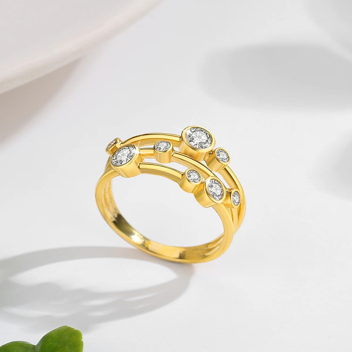 Golden Vine Aura – 14K Gold Moissanite Ring