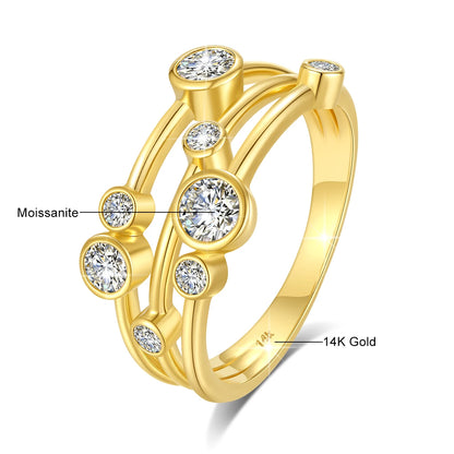 Golden Vine Aura – 14K Gold Moissanite Ring