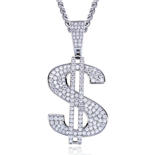 Dollar Blaze – Moissanite Dollar Anhänger Layered Hip Hop Kette aus 925 Sterling Silber