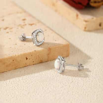 Urban Square – Elegant Opal Stud Earrings