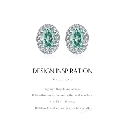 Emerald Halo – Green Moissanite Oval Stud Earrings