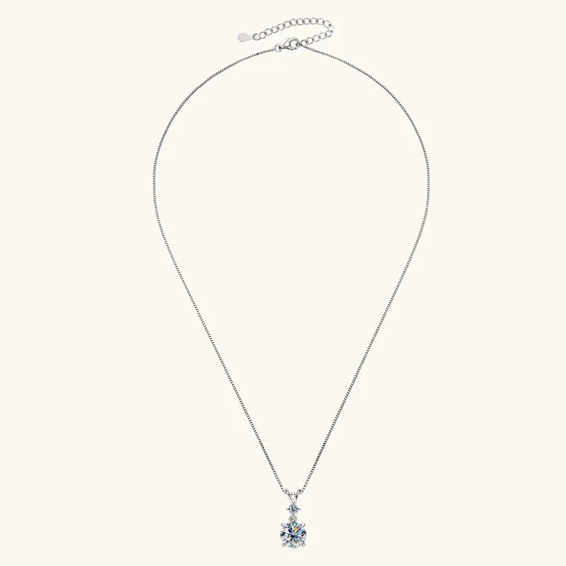 Funkelnde Zweisamkeit – 1CT/2CT/3CT Moissanite Solitaire Anhänger Halskette aus  Silber, Verstellbare Kette, Luxuriöses