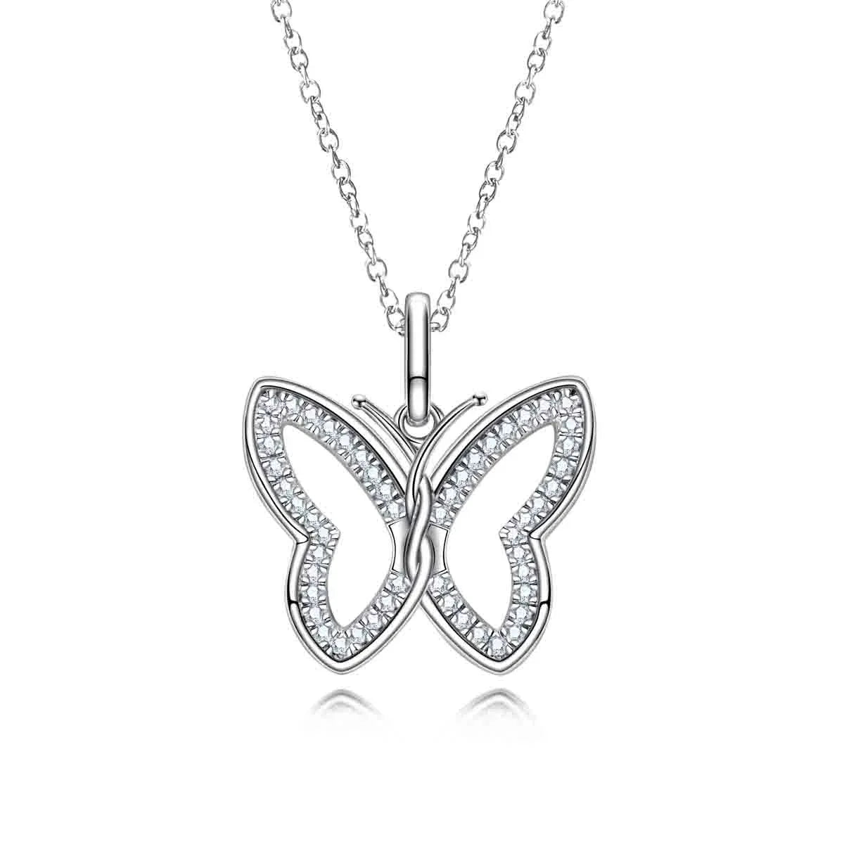 Butterfly Glow – Hohler Moissanite Schmetterling Anhänger Halskette aus 925 Sterling Silber - Alyrah Jewellery