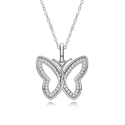 Butterfly Glow – Hohler Moissanite Schmetterling Anhänger Halskette aus 925 Sterling Silber - Alyrah Jewellery