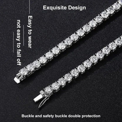 Moissanite Tennis Necklace & Bracelet Set | 925 Sterling Silver | Lab Diamonds for Women & Men