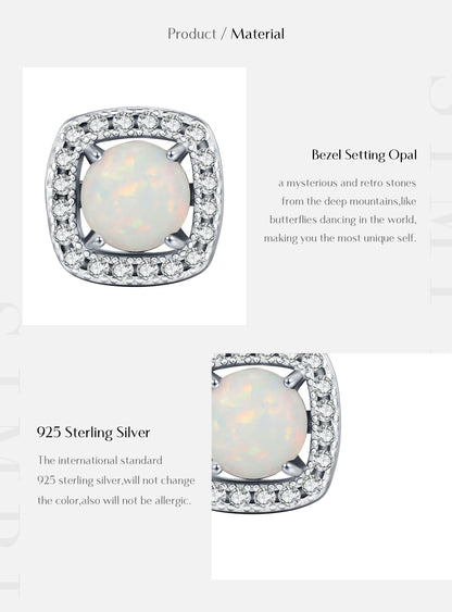 Urban Square – Elegant Opal Stud Earrings