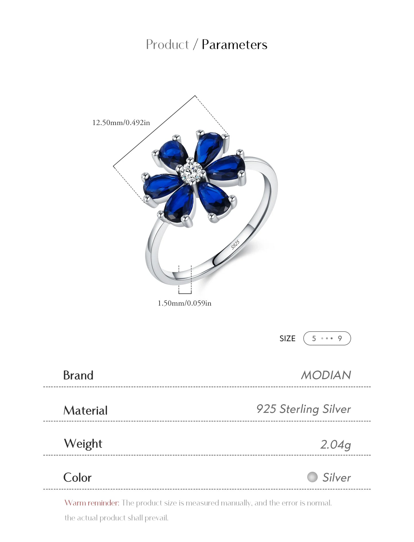 Royal Azure Bloom – Exquisite Water Drop Ring