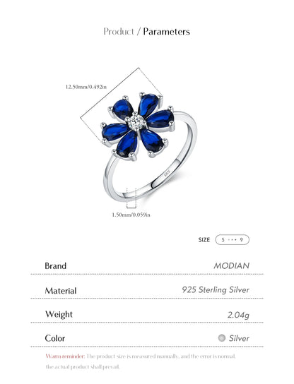 Royal Azure Bloom – Exquisite Water Drop Ring