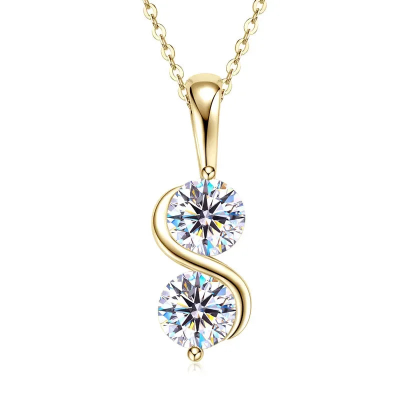 Strahlende Ewigkeit – 1CT Moissanite Solitär Anhänger Halskette aus Silber - Alyrah Jewellery