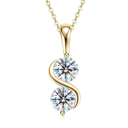 Strahlende Ewigkeit – 1CT Moissanite Solitär Anhänger Halskette aus Silber - Alyrah Jewellery