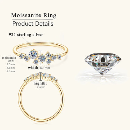 Celestial Glow – Ring und Halskette mit Moissanit-Cluster