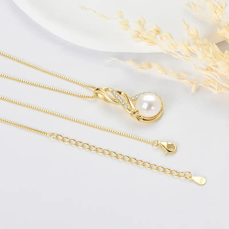 Unendliche Eleganz – 10mm Süßwasserperlen Anhänger Halskette, Sterlingsilber - Alyrah Jewellery