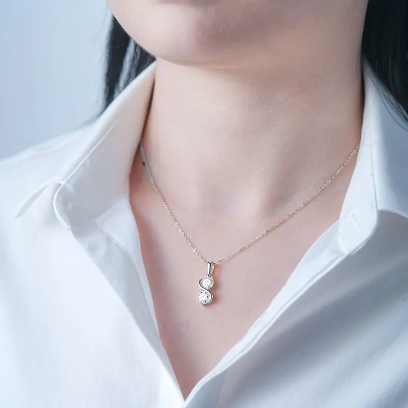 Radiant Eternity – 1CT Moissanite Solitaire Pendant Necklace in Silver