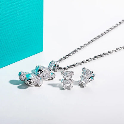 Bear Vibe – Moissanite Bären Schmuckset aus 925 Sterling Silber - Alyrah Jewellery
