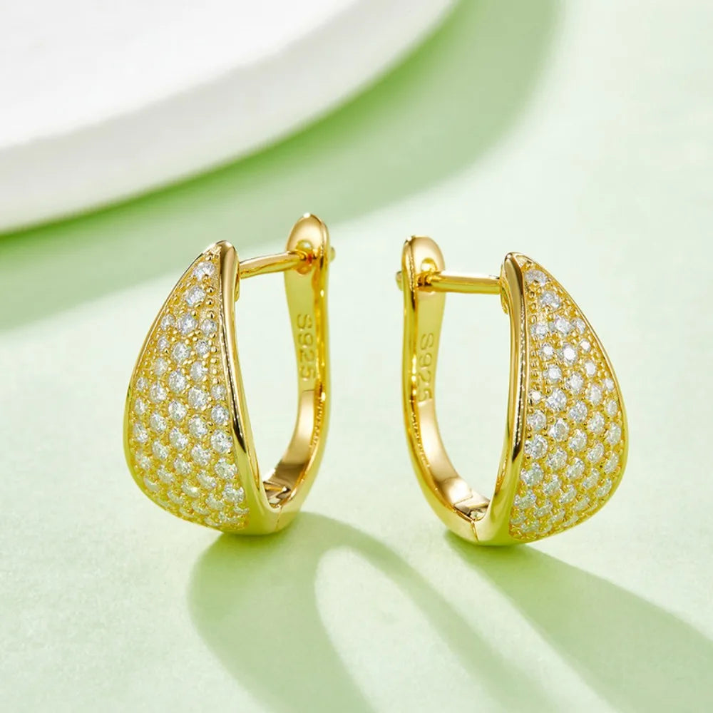 Ewiges Funkeln – Moissanite Creolen aus 925 Sterling Silber, Weißgold Veredelt, Vintage Luxus