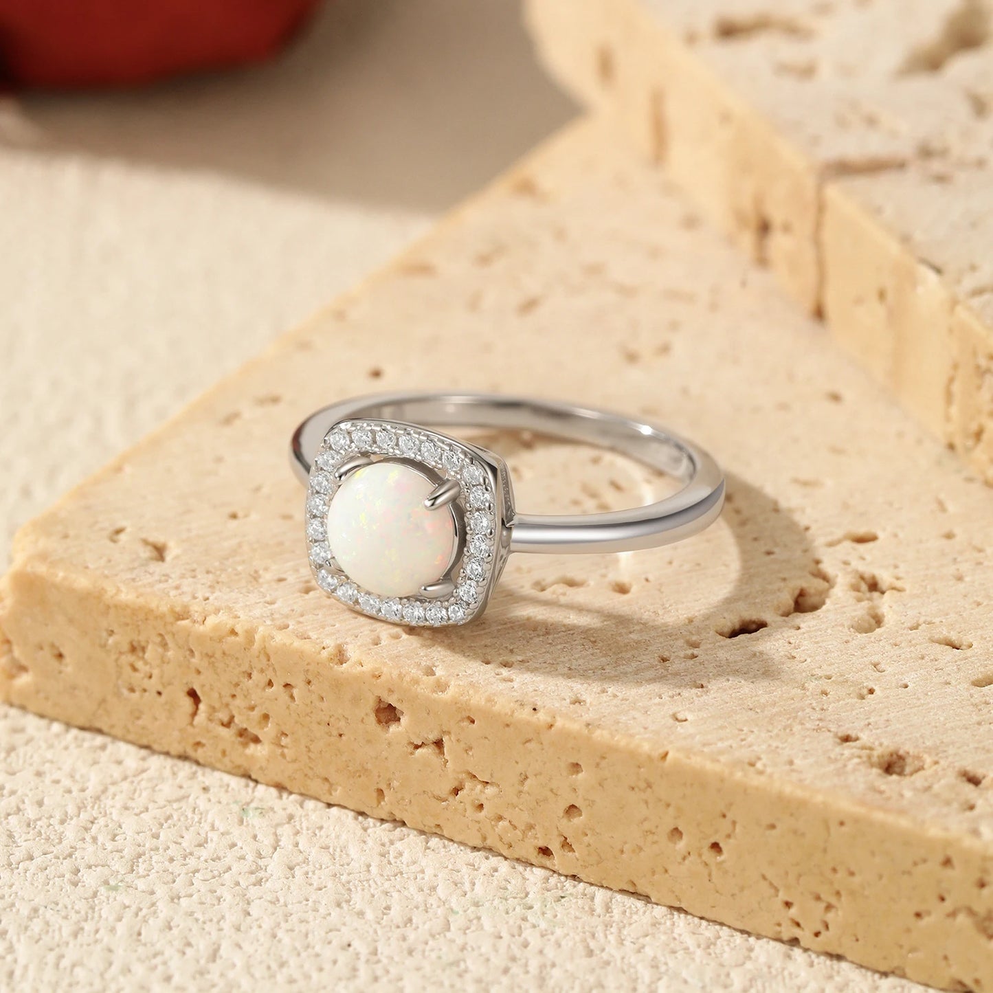 Urban Halo – Exquisite Square & Round Opal Ring