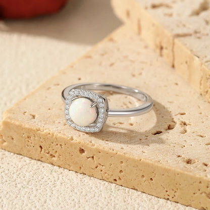 Urban Halo – Exquisite Square & Round Opal Ring