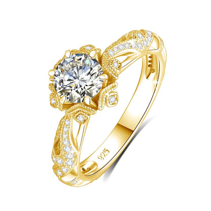 Golden Radiance – 1ct Moissanite Damenring aus 925 Sterling Silber, 18K vergoldet - Alyrah Jewellery