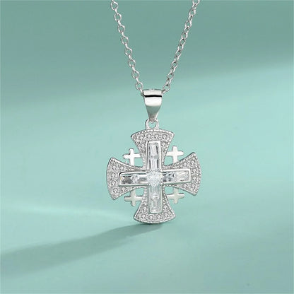 925 Sterling Silver Jerusalem Cross Pendant – Vintage Crusader Necklace for Women & Girls | Georgian Emblem Jewelry