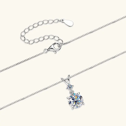 Funkelnde Zweisamkeit – 1CT/2CT/3CT Moissanite Solitaire Anhänger Halskette aus  Silber, Verstellbare Kette, Luxuriöses