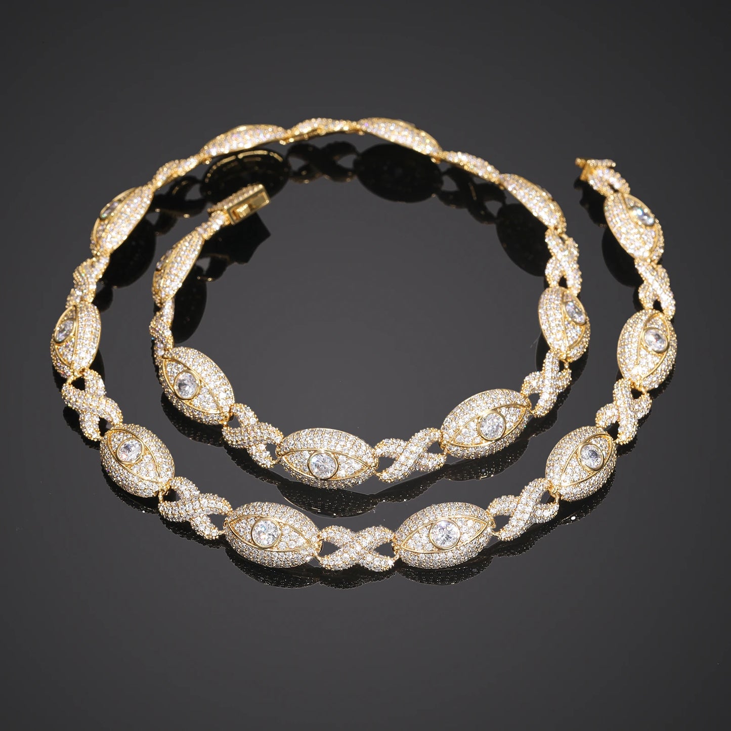 Infinity Cross Ice – Elegant Moissanite Cuban Link Necklace