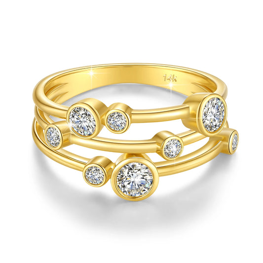 Golden Vine Aura – 14K Gold Moissanite Ring