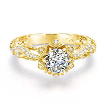 Golden Radiance – 1ct Moissanite Damenring aus 925 Sterling Silber, 18K vergoldet - Alyrah Jewellery