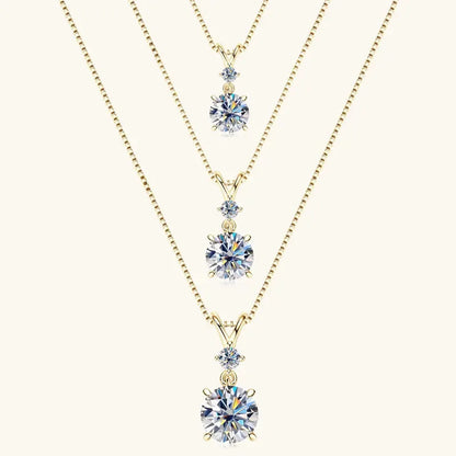 Funkelnde Zweisamkeit – 1CT/2CT/3CT Moissanite Solitaire Anhänger Halskette aus Silber, Verstellbare Kette, Luxuriöses - Alyrah Jewellery