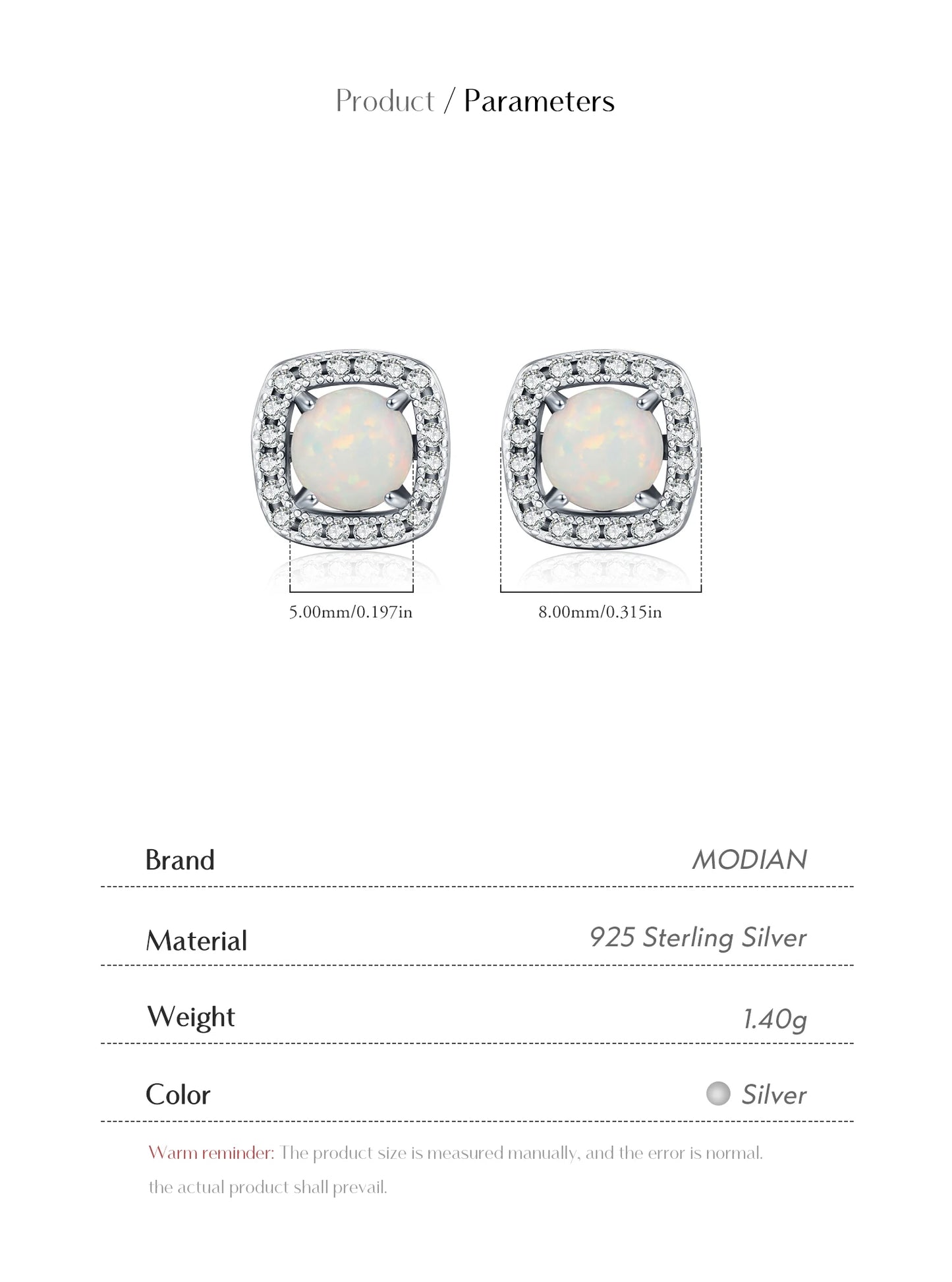 Urban Square – Elegant Opal Stud Earrings