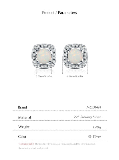 Urban Square – Elegant Opal Stud Earrings