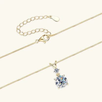 Funkelnde Zweisamkeit – 1CT/2CT/3CT Moissanite Solitaire Anhänger Halskette aus Silber, Verstellbare Kette, Luxuriöses - Alyrah Jewellery