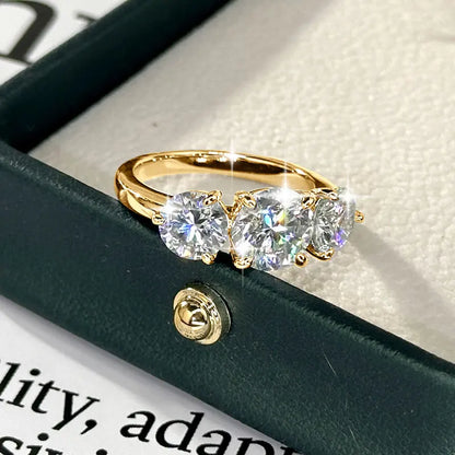 4CTTW Moissanite Verlobungsring – 3-Steine Design, 14K Gold Filled, Klassischer Damenring