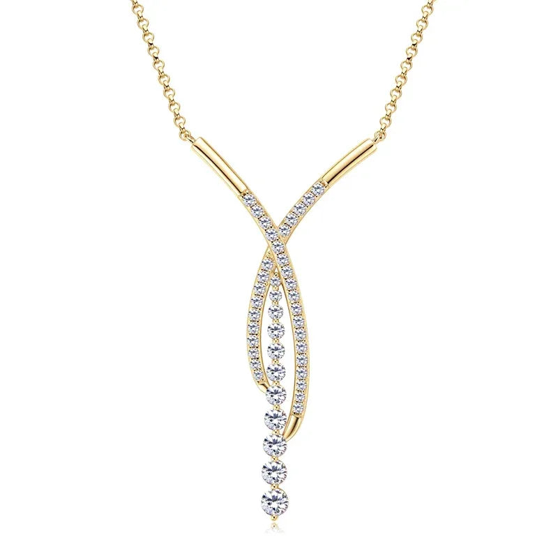 Strahlendes Y – 2-Karat Moissanite Anhänger Halskette aus Silber, Verstellbare Kette, Luxus Schmuck - Alyrah Jewellery