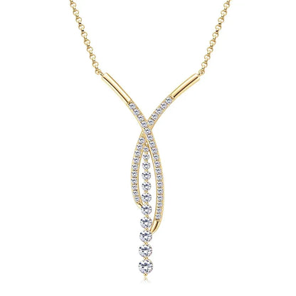 Strahlendes Y – 2-Karat Moissanite Anhänger Halskette aus Silber, Verstellbare Kette, Luxus Schmuck - Alyrah Jewellery