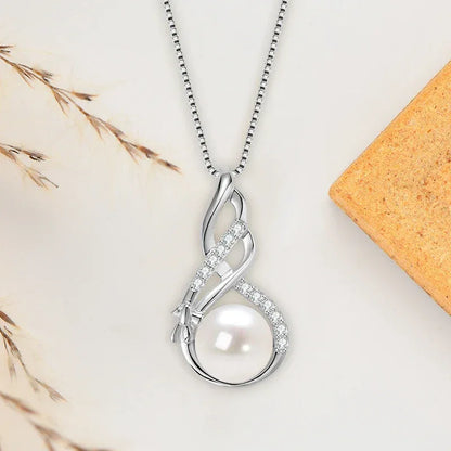 Unendliche Eleganz – 10mm Süßwasserperlen Anhänger Halskette, Sterlingsilber - Alyrah Jewellery