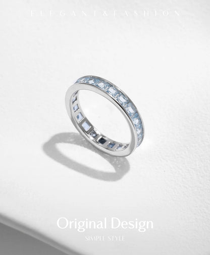 Celestial Prism – Square Zirconia Eternity Band