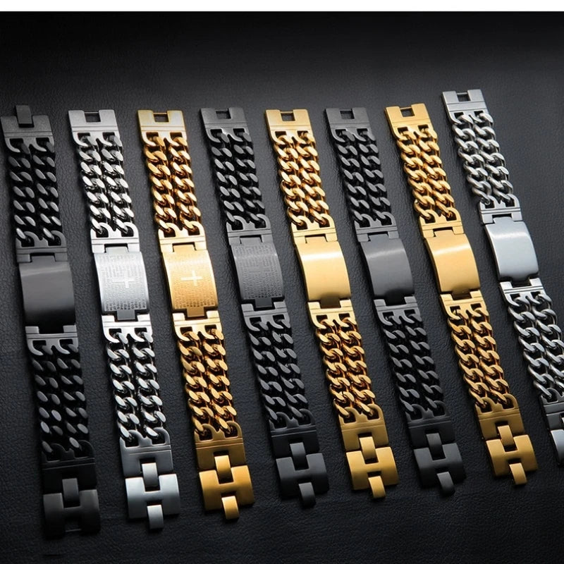 Urban Cross – Stainless Steel Cuban Link Bracelet