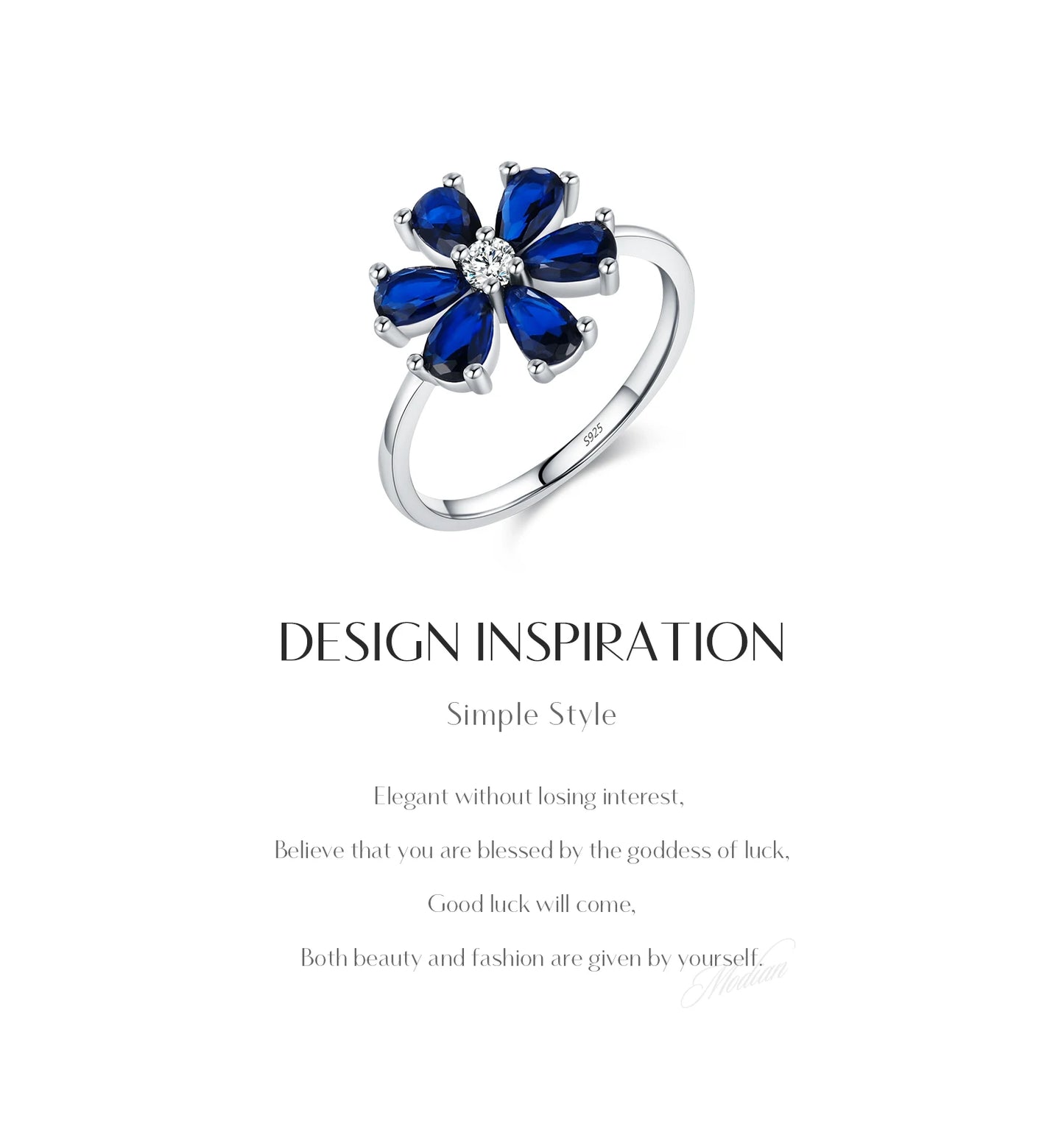 Royal Azure Bloom – Exquisite Water Drop Ring