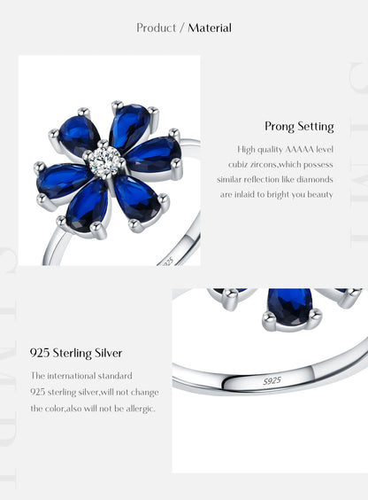 Royal Azure Bloom – Exquisite Water Drop Ring