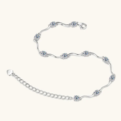 Silver Ribbon Spark – Moissanite Armband
