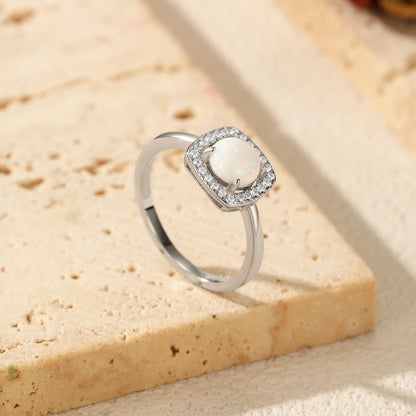 Urban Halo – Exquisite Square & Round Opal Ring