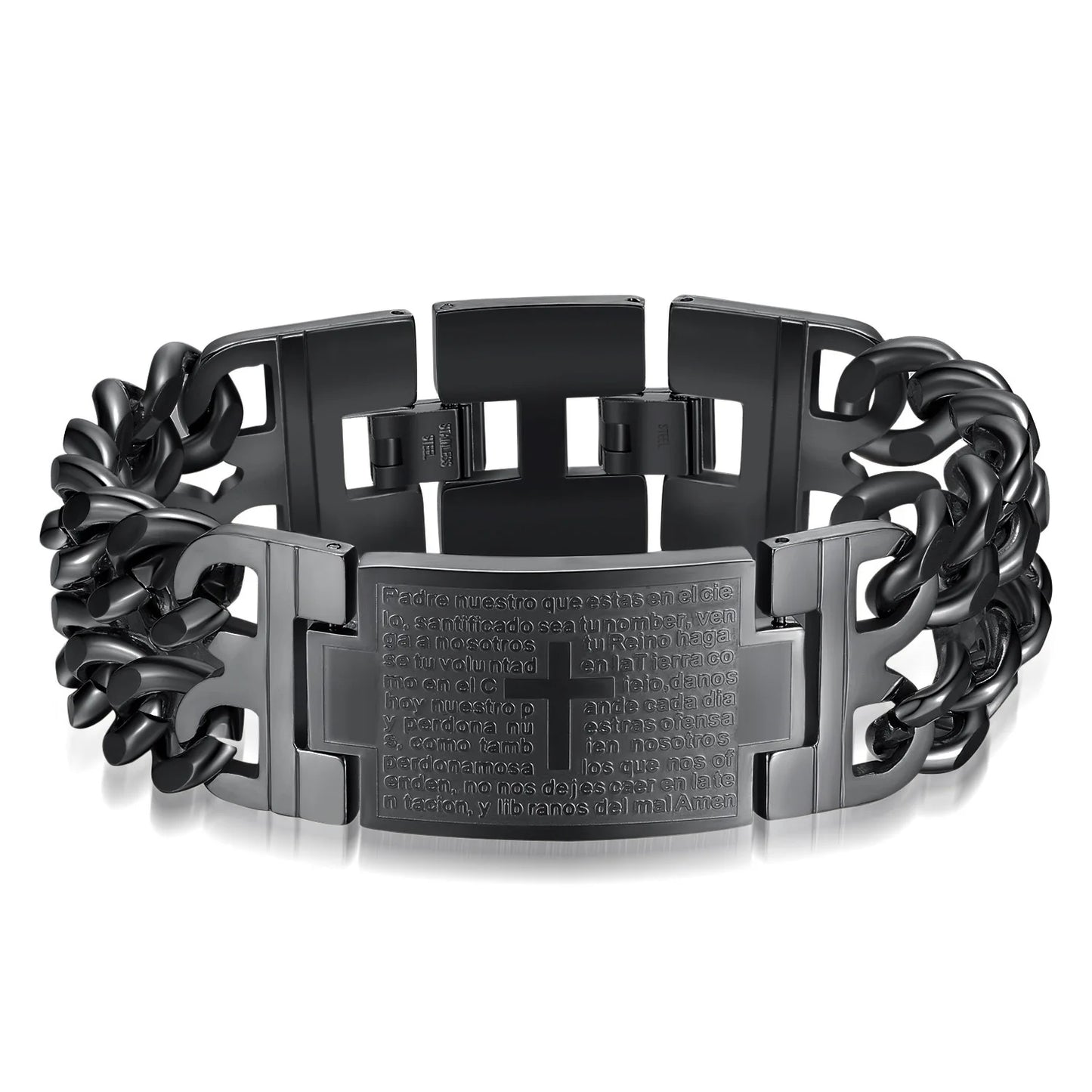 Urban Cross – Stainless Steel Cuban Link Bracelet